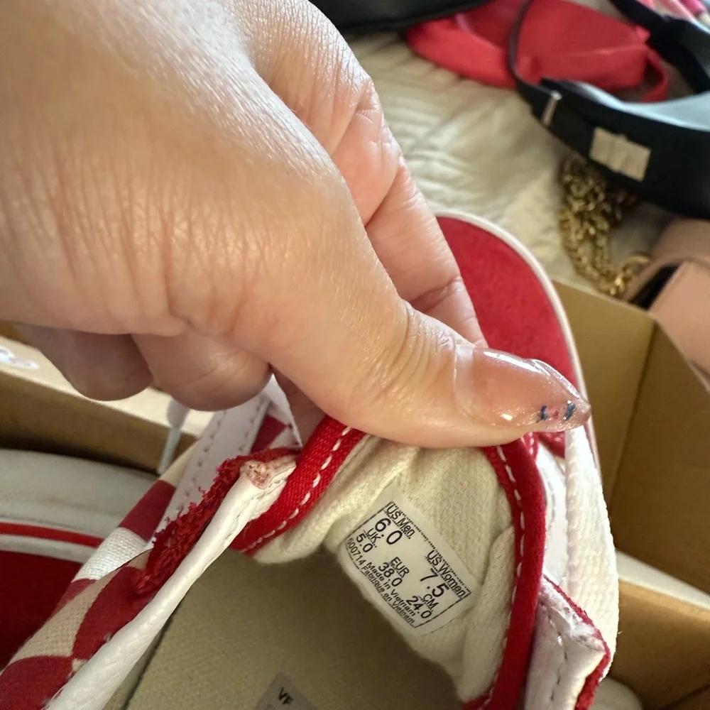 Vans Red and White Checkered Shoes - Picture 5 of 6